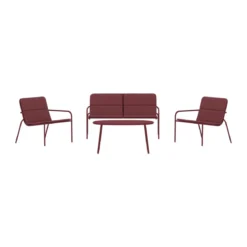 Loungeset dieprood met kussens - Lavis Fourni
