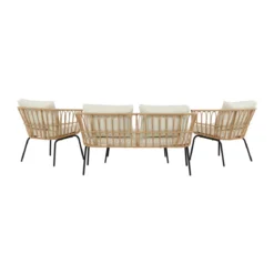Loungeset met rattan en zwart frame - Lavis Ortigia