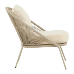 Lounge stoel gevlochten touw beige - Lavis Lindos