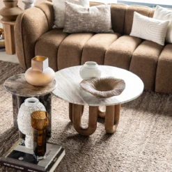 Marmere salontafel met hout - By-Boo LoopStone