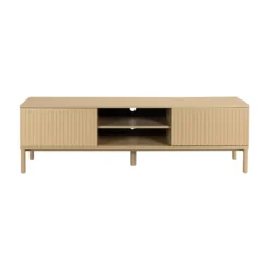 Mat beige tv-meubel met ribbels - Bodio Solly