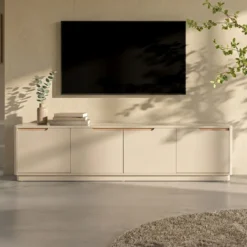 Mat tv-meubel grijsbeige - Bodio Twist