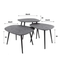 Metallic antraciet salontafel set organisch - Giani Iron
