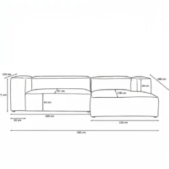 Moderne bank met chaise longue samenstellen - Bodio Luke