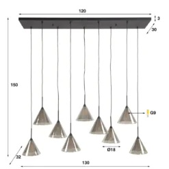 Moderne hanglamp grijs rookglas - Santa Taps