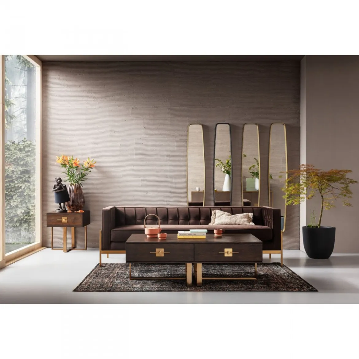 Nachtkastje hout met messing - Kare Design Osaka