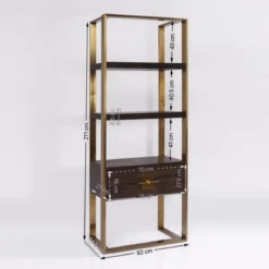 Open wandkast messing met hout - Kare Design Osaka