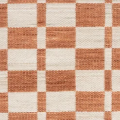 Oranje wit vloerkleed met vakjes - Zuiver Checker