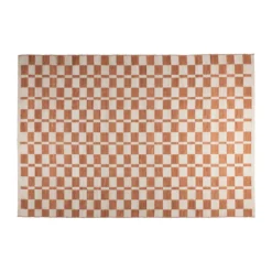 Oranje wit vloerkleed met vakjes - Zuiver Checker
