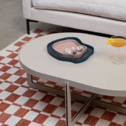 Oranje wit vloerkleed met vakjes - Zuiver Checker