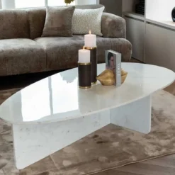 Organische salontafel wit marmer - Richmond Interiors Brandon