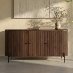 Ovaal dressoir hout met ribbels - Bodio Mirah