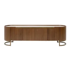 Ovaal tv-meubel walnoot en messing - Kare Design Giorgio