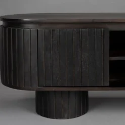 Ovaal tv-meubel zwart hout - Dutchbone Kenji