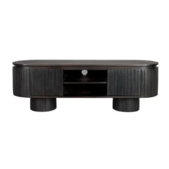 Ovaal tv-meubel zwart hout - Dutchbone Kenji