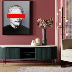 Ovaal tv-meubel zwart met wit marmer - Kare Design Glenn