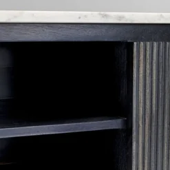 Ovaal tv-meubel zwart met wit marmer - Kare Design Glenn