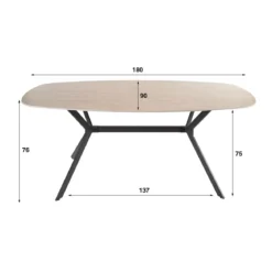 Ovale eettafel beige keramiek travertin - Giani Ceramic