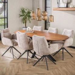 Ovale eettafel mangohout zandkleur - Giani Cliff