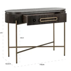Ovale kaptafel ribbelhout met goud - Richmond Interiors Luxor