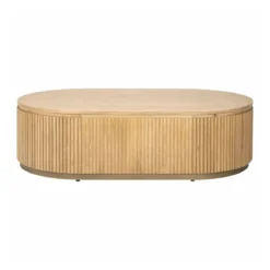 Ovale salontafel eiken met ribbels - Richmond Interiors Belfort