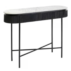 Ovale sidetable zwart met wit marmer - Kare Design Glenn
