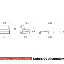 1-persoons slaapbank 90 - Innovation Living Cubed 90 Aluminium