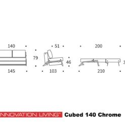 2-persoons slaapbank 140 - Innovation Living Cubed 140 Chrome