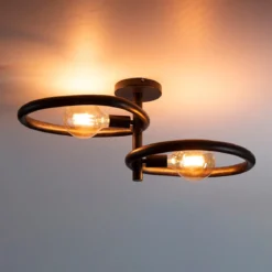 Plafondlamp 2-lichts zwart - Santa Pebble