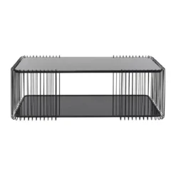Rechthoekige salontafel met glasplaat - Kare Design Wire Double