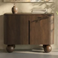 Retro kastje hout met bolpoten - Bodio Dakota