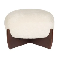 Retro poef beige walnoot - Dutchbone Emilius