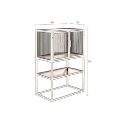 Ribbelglas vitrinekastje zwart - Dutchbone Boli