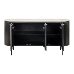 Ribbelhout dressoir met travertin blad - Richmond Interiors Hampton