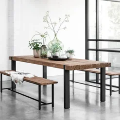 Robuuste eettafel teakhout - DTP Home Timeless Beam