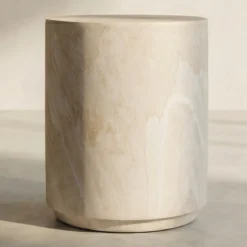 Ronde bijzettafel beige steen - Bodio Elsa