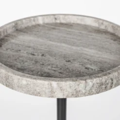 Ronde bijzettafel grijs marmer - Zuiver Cocktail