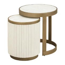 Ronde bijzettafelset beige goud - Richmond Interiors Tivoli