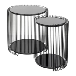 Ronde bijzettafel set met glas - Kare Design Wire Double