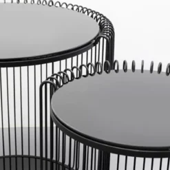 Ronde bijzettafel set met glas - Kare Design Wire Double