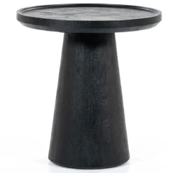 Ronde bijzettafel zwart mangohout - Eleonora Ron