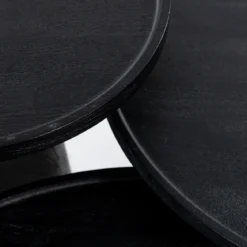 Ronde bijzettafel zwart mangohout - Eleonora Ron