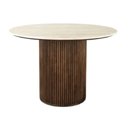 Ronde eettafel travertin walnoot - Dutchbone Arda