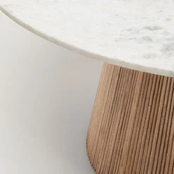 Ronde eettafel wit marmer en hout - Kare Design Grace