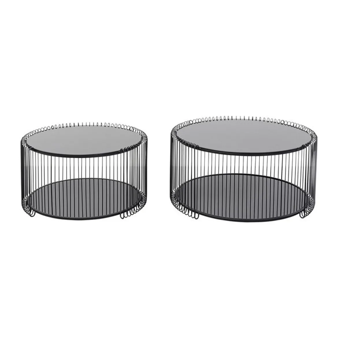 Ronde salontafel set met glasplaat - Kare Design Wire Double