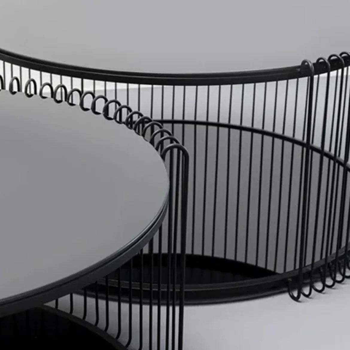 Ronde salontafel set met glasplaat - Kare Design Wire Double