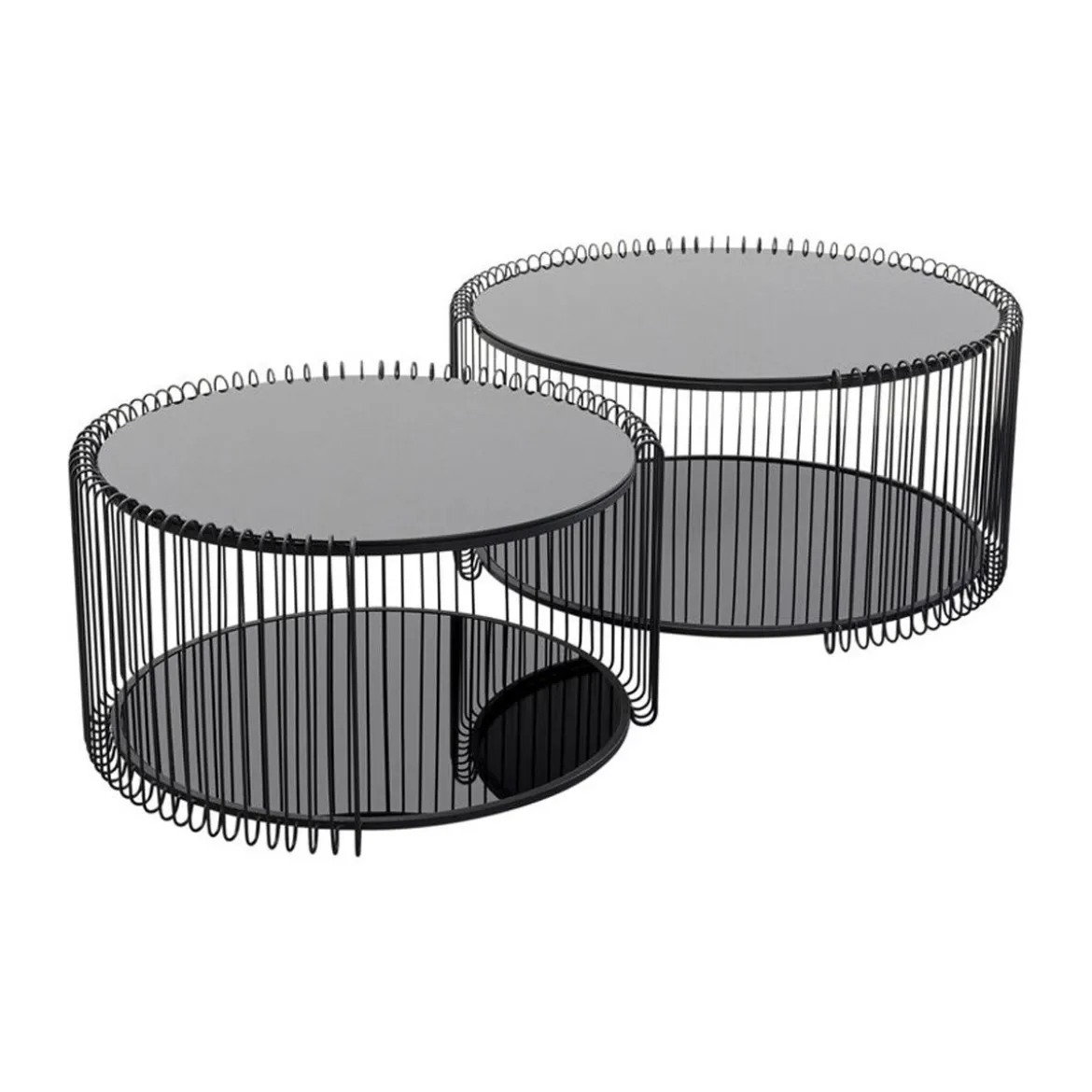 Ronde salontafel set met glasplaat - Kare Design Wire Double