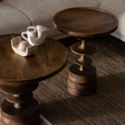 Ronde salontafel walnoot - Dutchbone Cath Walnut