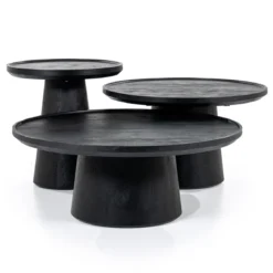 Ronde salontafel zwart mangohout - Eleonora Ron