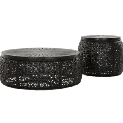 Ronde salontafel zwart rotan - Must Living Rimini Large